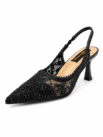 ⁦Lace Pointed-Toe Slingback Heels⁩ - الصورة ⁦2⁩
