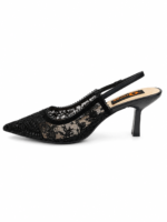 ⁦Lace Pointed-Toe Slingback Heels⁩ - الصورة ⁦3⁩
