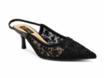 Lace Pointed-Toe Slingback Heels