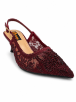 ⁦Lace Pointed-Toe Slingback Heels⁩ - الصورة ⁦5⁩