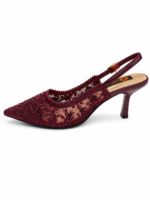 ⁦Lace Pointed-Toe Slingback Heels⁩ - الصورة ⁦6⁩