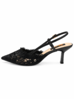 ⁦Pointed Toe Lace Slingback Heels⁩ - الصورة ⁦5⁩
