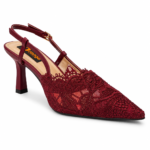 Pointed Toe Lace Slingback Heels