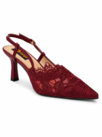 Pointed Toe Lace Slingback Heels
