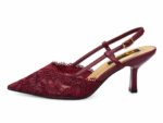 ⁦Pointed Toe Lace Slingback Heels⁩ - الصورة ⁦3⁩