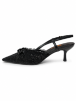 ⁦Pointed Toe Lace Bow Slingback Heels⁩ - الصورة ⁦9⁩