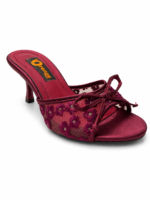 Floral Lace Bow High Heel Mules - Image 9