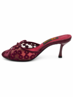 Floral Lace Bow High Heel Mules - Image 7
