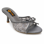 Floral Lace Bow High Heel Mules