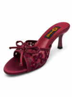 Floral Lace Bow High Heel Mules - Image 8
