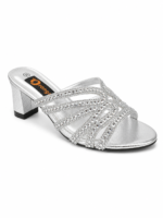 ⁦Rhinestone Strappy Block Heel Sandals⁩ - الصورة ⁦6⁩