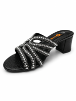 ⁦Rhinestone Strappy Block Heel Sandals⁩ - الصورة ⁦4⁩
