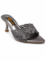 ⁦Lace Detail High Heel Mules⁩ - الصورة ⁦6⁩