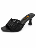⁦Lace Detail High Heel Mules⁩ - الصورة ⁦8⁩