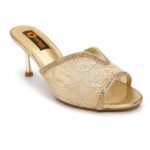 Lace Wide Strap High Heel Mules